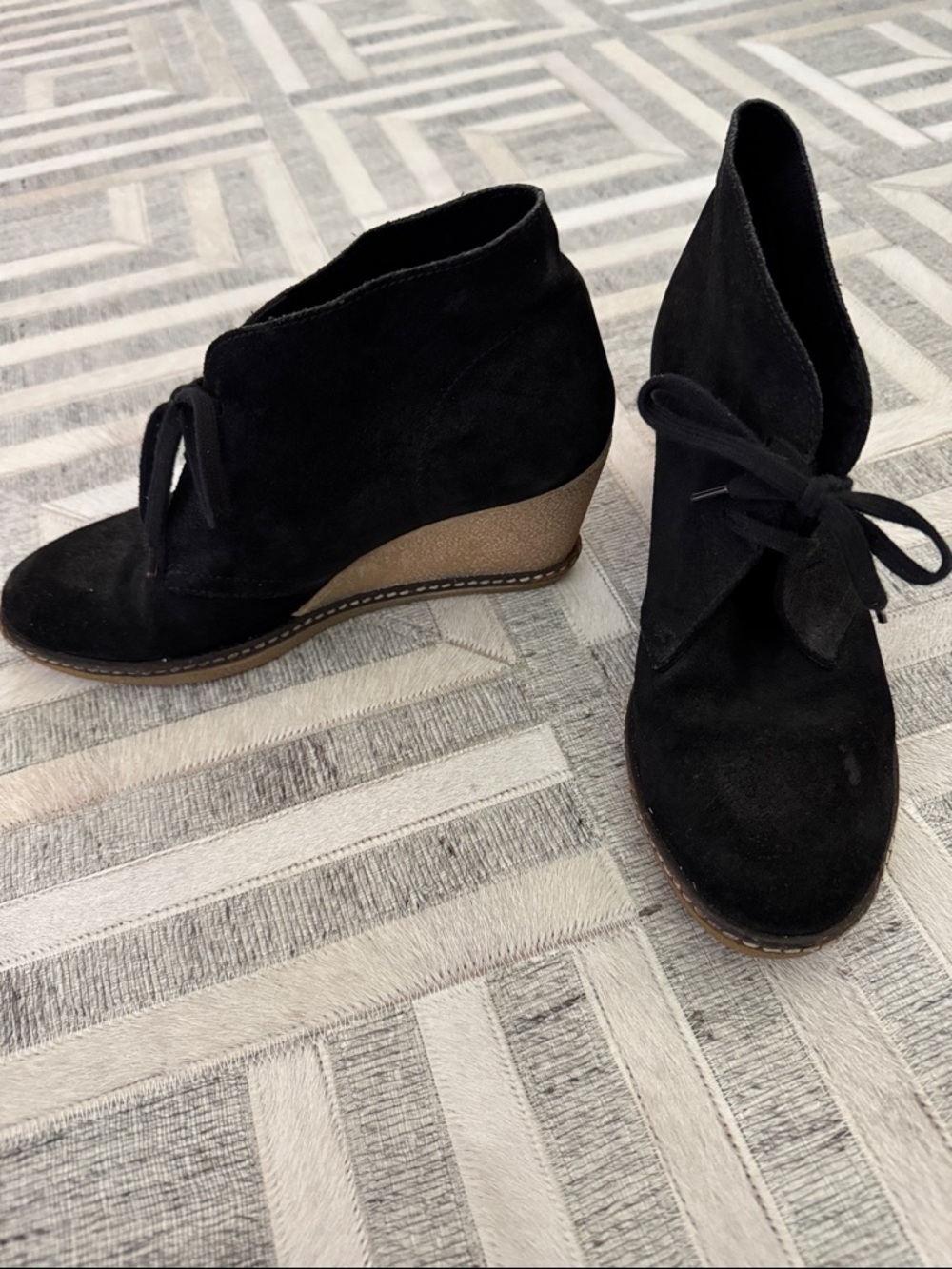 J Crew Black Suede Wedge Ankle Boots - Women
